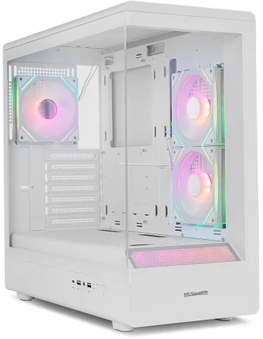 NOX Hummer SIGNAL White Doble Cristal Templado USB 3.0 y USB Type-C de Alta Velocidad