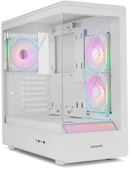 NOX Hummer SIGNAL White Doble Cristal Templado USB 3.0 y USB Type-C de Alta Velocidad