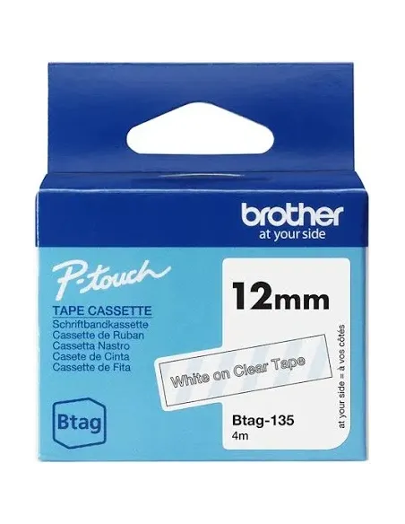 Brother TZE-135 Cinta Laminada Blanco Transparente 12 mm