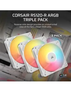 Corsair RS120-R ARGB Blancos Paquete Triple de ventiladores PWM de flujo invertido de 120 mm-1400079