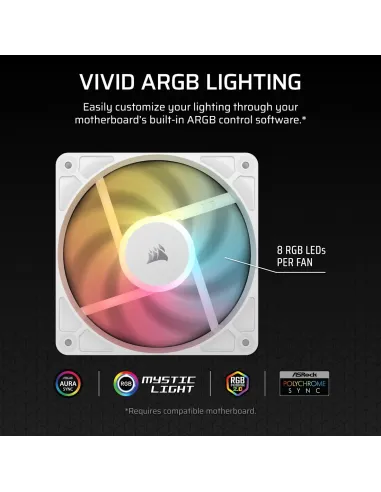 Ventiladores Corsair RS120-R ARGB Blancos Paquete Triple