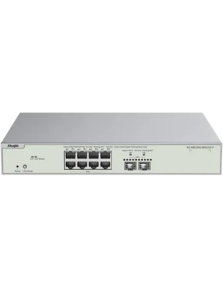 Ruijie Networks RG-NBS3300-8MG2XS-P Switch Administrado Multigigabit L2 de 8 puertos PoE+ y 2 puertos de Enlace ascendente SFP+
