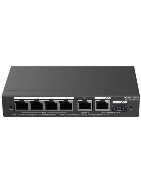 Ruijie Networks RG-ES206GS-P Switch PoE Gestionable a través de la nube con 6 puertos Gigabit