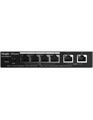 Ruijie Networks RG-ES206MG-PSwitch PoE Gestionado en la Nube de 5 puertos 2,5 G, 1 Enlace Ascendente de 10 G