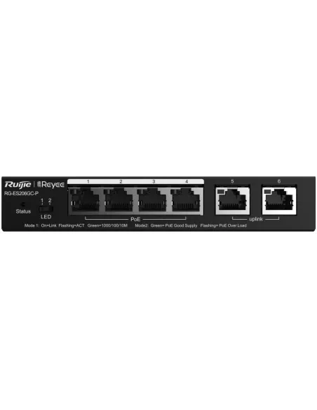 Ruijie Networks RG-ES206MG-PSwitch PoE Gestionado en la Nube de 5 puertos 2,5 G, 1 Enlace Ascendente de 10 G