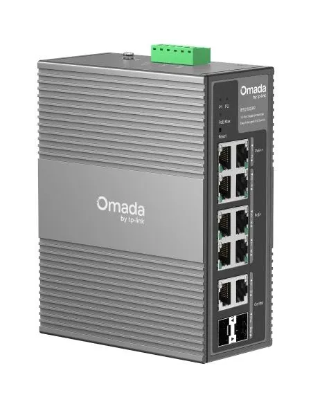 TP-Link Omada IES210GPP Switch Gestionado 8 Puertos Gigabit Ethernet L2 PoE++ Cloud DIN Rail Rack Gris