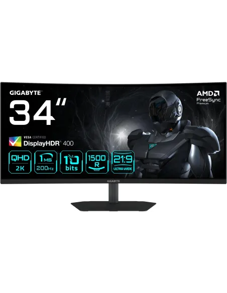 Gigabyte G34WQC2 34" UWQHD VA 200Hz 1ms HDR AMD FreeSync Premium Curvo