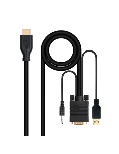 Nanocable 10.15.4612 Conversor VGA/M + AUDIO/M + USB-A/M a HDMI/M 1.8M Negro-CABL63801