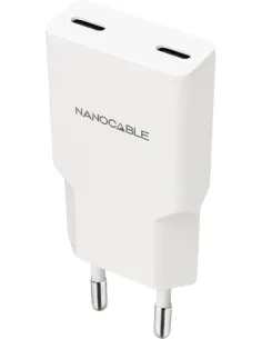 Nanocable 10.10.2023 Cargador 2xUSB-C/PD 20W, Blanco-ADAP63829