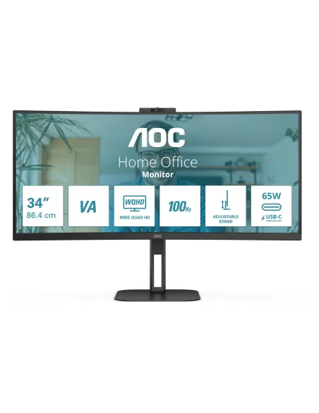 AOC V5 CU34V5CW/BK UltraWide Curvo WQHD 100Hz USB-C Negro