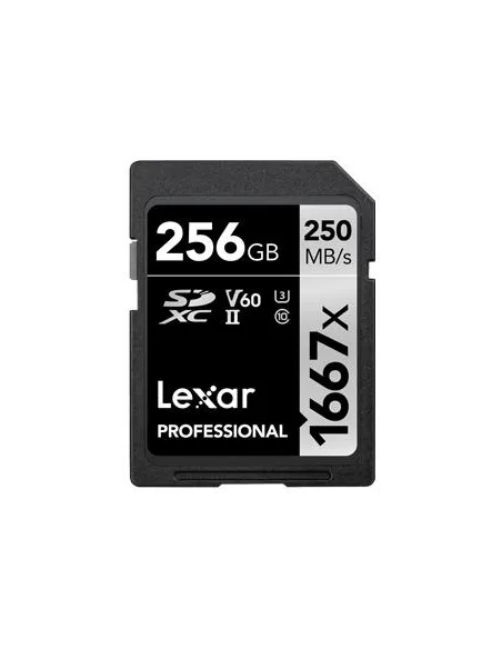 Lexar SDXC 256GB UHSII Clase 10 Clase 10, U3, V60, SD para fotógrafo profesional, camarógrafo