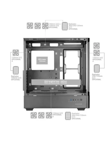 Torre Caja para PC Mars Gaming MC-LCDPRO Negra