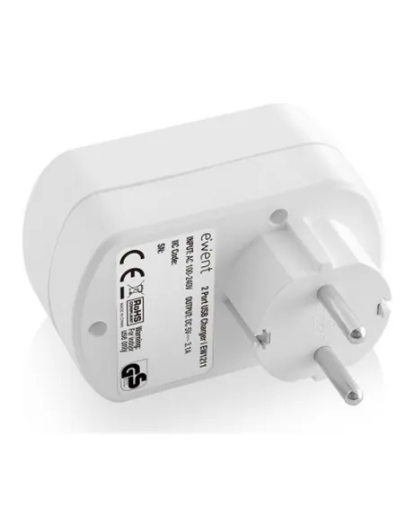 Ewent EW1211 Cargador de Pared para Móvil con 2xUSB 2.0 Blanco
