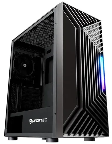 Nfortec Nervia ARGB Negra Torre ATX Frontal Mallado 3D Cristal Templado 4 Ventiladores