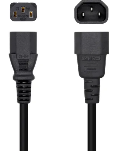 Aisens A132-0171 Cable de Alimentación C13 Acoplador a C14 Acoplador 1,5m Negro