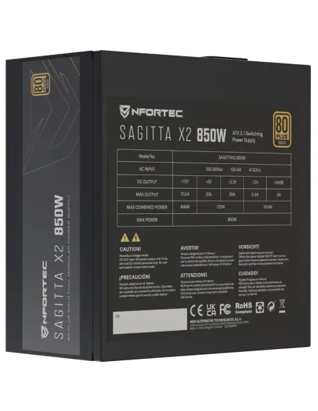 Fuente de Alimentación Nfortec Sagitta X2 850W Negro