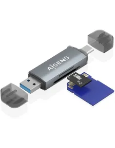 Aisens ASCR-2AC08-GR Lector de Tarjetas Tipo-C 3 en 1-APTALT0030