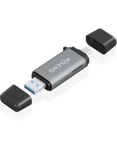 Aisens ASCR-2AC11-GR SD MicroSD MMC RS-MMC USB-A USB-C Gris