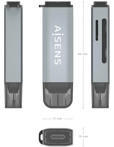 Lector de tarjetas Aisens ASCR-2C10-GR