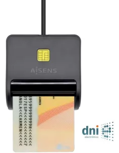 Aisens ASCR-SN01-BK Lector de Tarjeta DNIe Negro-APTALT0033