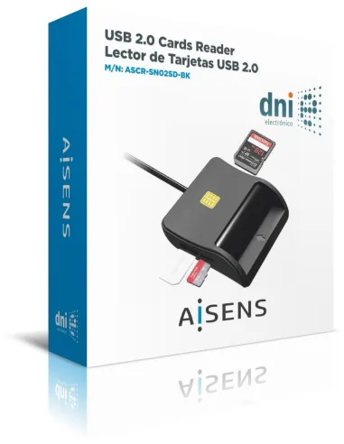 Aisens ASCR-SN02SD-BK Lector de Tarjeta DNIe Negro