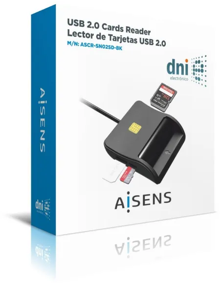 Aisens ASCR-SN02SD-BK Lector de Tarjeta DNIe Negro
