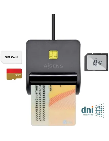 Aisens ASCR-SN02SD-BK Lector de Tarjeta DNIe Negro