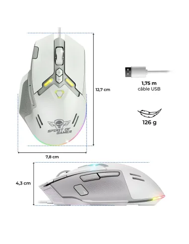 Ratón gaming Spirit of Gamer Elite M60 Blanco