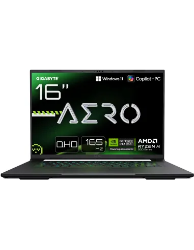 Ordenador Portátil Gigabyte AERO X16 2WHA3PTC64AH Copilot+ PC AMD Ryzen AI 9 HX 370/32GB/1TB SSD/RTX 5070/16" W11 Home Negro