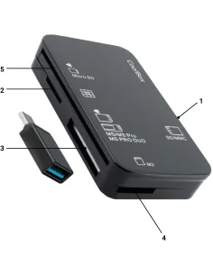 Coolbox CRE4 Lector de Tarjetas y Adaptador a USB-C en color Negro-LECT63960