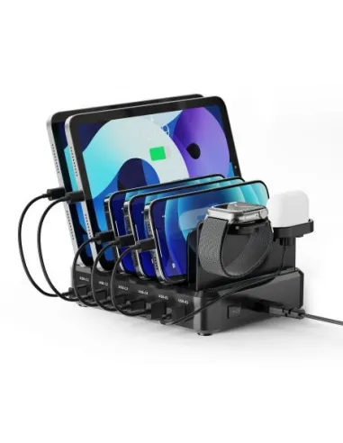 EWENT EW1335 Estación de Carga de Acoplamiento de 6 puertos USB de 130 W para computadoras Portátiles Tabletas
