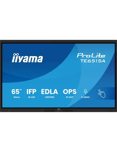 Iiyama Prolite TE6514MIS-B1AG Pantalla Interactiva Táctil PureTouch-IR+ 4K UHD de 65"