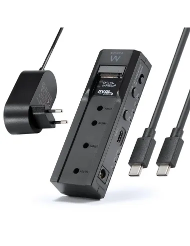 Ewent EW7065 Clonador Dual Bay HDD-NVMe M.2 SSD ABS Negro USB 3.2 UASP