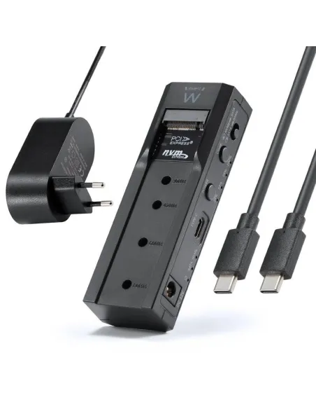 Ewent EW7065 Clonador Dual Bay HDD-NVMe M.2 SSD ABS Negro USB 3.2 UASP