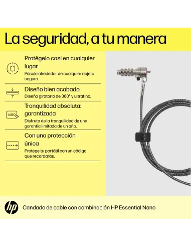 Cable de seguridad HP Essential Nano Combination Cable Lock