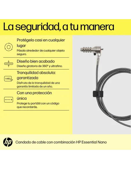 Cable de seguridad HP Essential Nano Combination Cable Lock