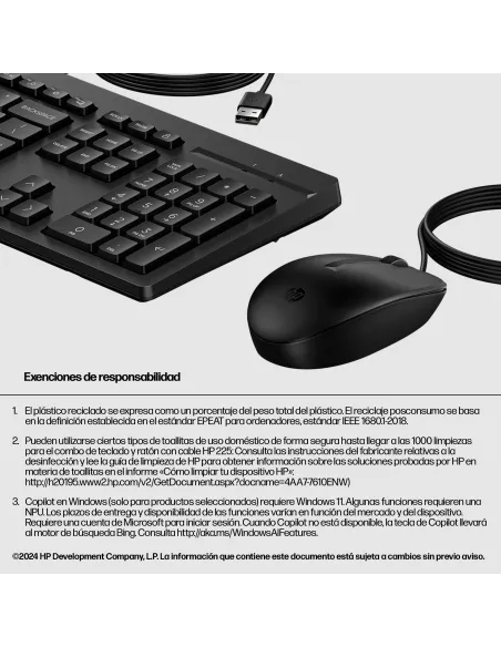 Teclado HP 225 Negro