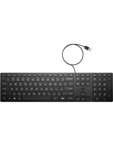 HP 320K Teclado de Membrana con cable USB y Teclas Silenciosas