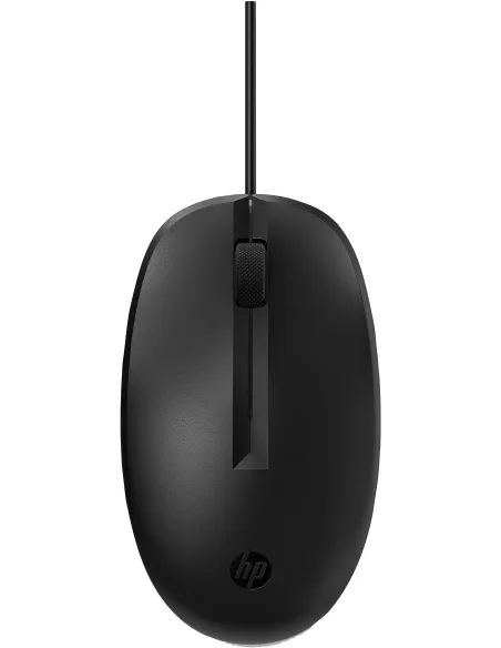 Ratón HP 128 láser con cable y tecnología láser, resolución 1200 DPI y diseño ambidextro, conexión USB y cable de 1,8 metros