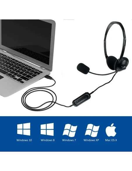 Auriculares Ewent EW3568 con cable y micrófono para llamadas