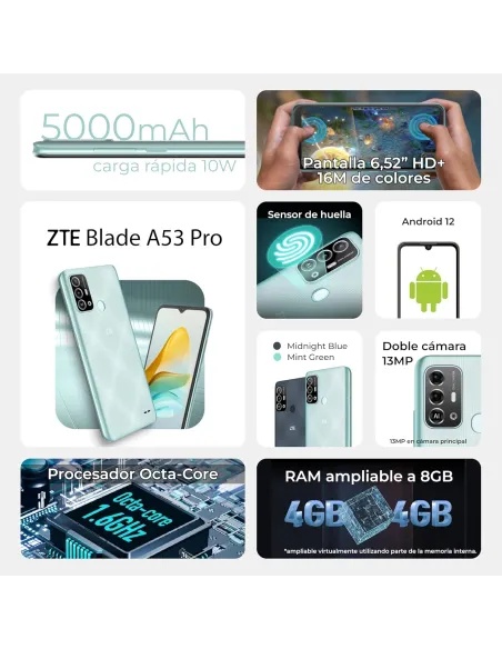 Smartphone ZTE Blade A53 Pro 4GB/64GB Verde