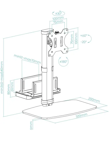 Soporte de Sobremesa para Monitor TooQ DB1128TN-B