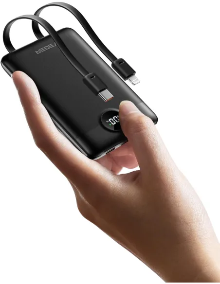 Veger C11 VG-W1170 10000mAh Negro PD22.5W Cables Integrados LCD Rápida