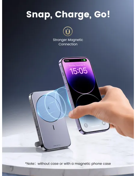 Mini Powerbank Magnético Inalámbrico Ugreen 15086 Gris