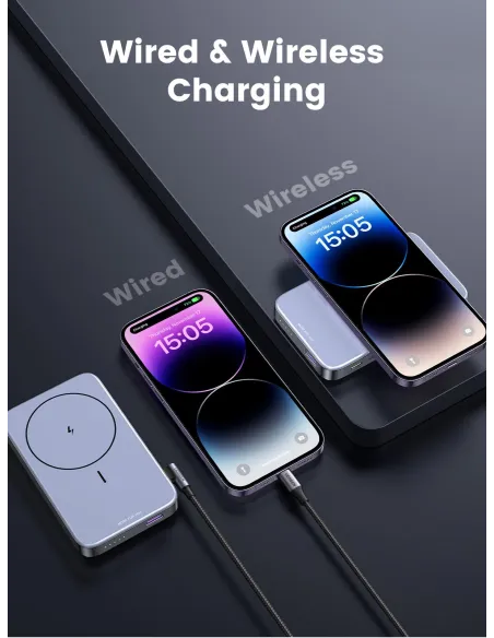 Mini Powerbank Magnético Inalámbrico Ugreen 15086 Gris