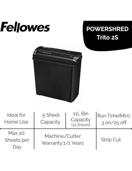 Destructora de papel Fellowes TRITO 2 Negra