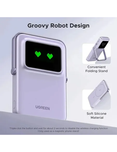 Ugreen 35606 Morado PowerBank MagSafe Inalámbrico Magnético