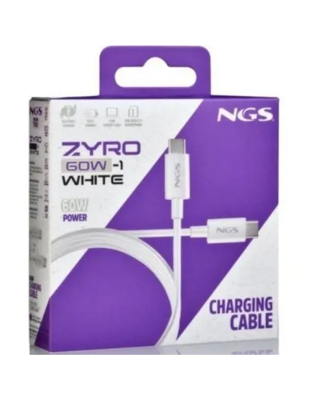 Cable USB NGS Zyro 60W-1 blanco 1M
