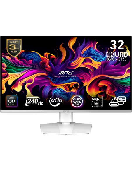 MSI MPG 321URXW QD-OLED Blanca 4K Ultra HD 240Hz 0.03ms HDR 400 Adaptive Sync USB-C