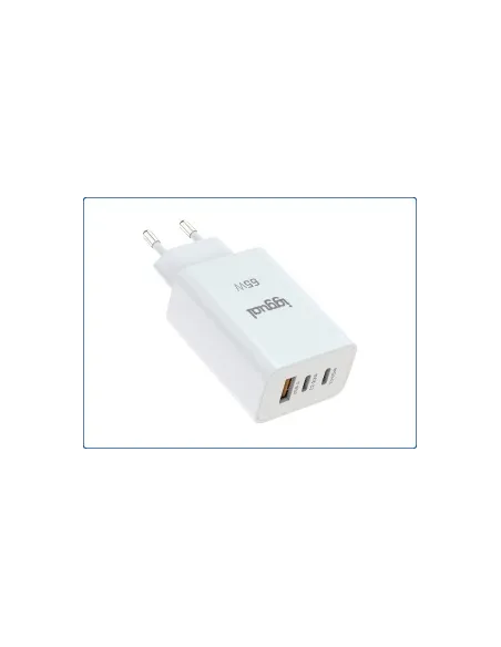 iggual IGG320501 Cargador Triple GaN 65W USBA  2 x USB-C